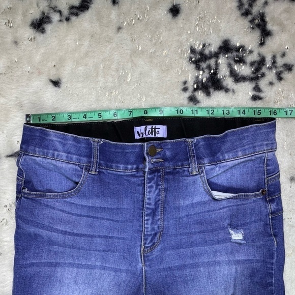 Vylette Dark Wash High Rise Elastic Waist Skinny Leg Denim Jeans Size 32 - Picture 2 of 8
